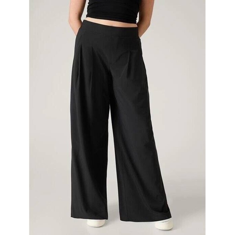 Athleta Brooklyn Heights Pleated Wide Leg Pant High Rise Black Womens Size 6